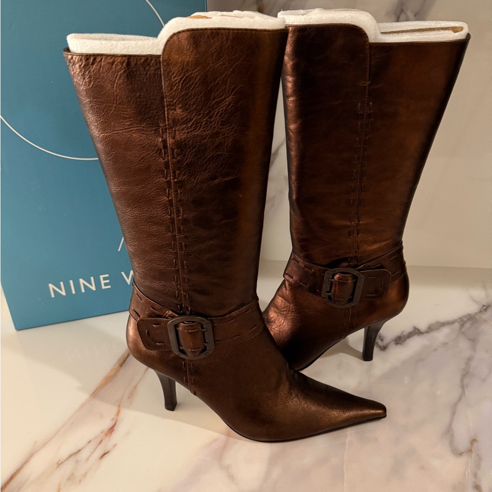 Nine West Brown Suede Heeled Boots